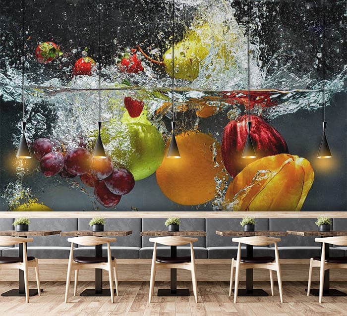 Fruits Wallpaper for Kitchen shown in a room