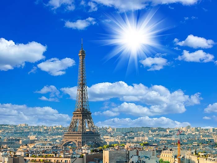 Eiffel Tower and Sunny Sky Wallpaper Mural pattern detail