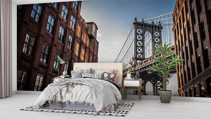 Bridge and Buildings shown in a room