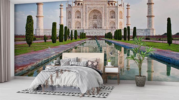 Taj Tranquility Mural Wallpaper shown in a room