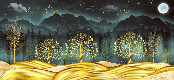 Night Lights and Birds pattern detail