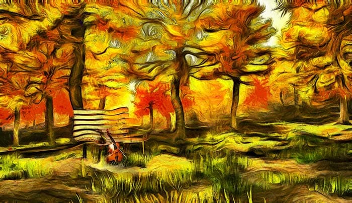 Abstract Yellow Trees Art Wallpaper pattern detail