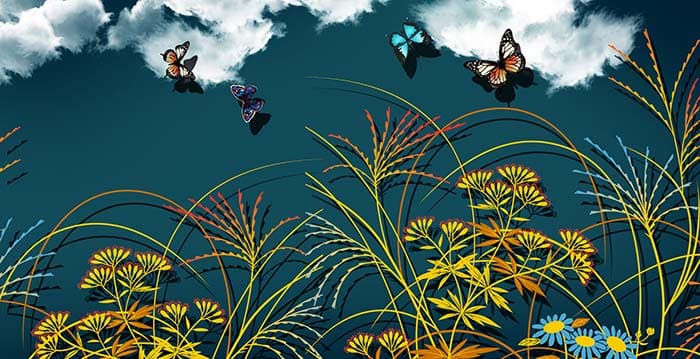 Premium Butterfly Nature Wall Design wallpaper pattern detail