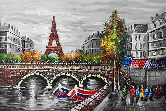 Elegant Black and White Paris Street View Wallpaper pattern detail