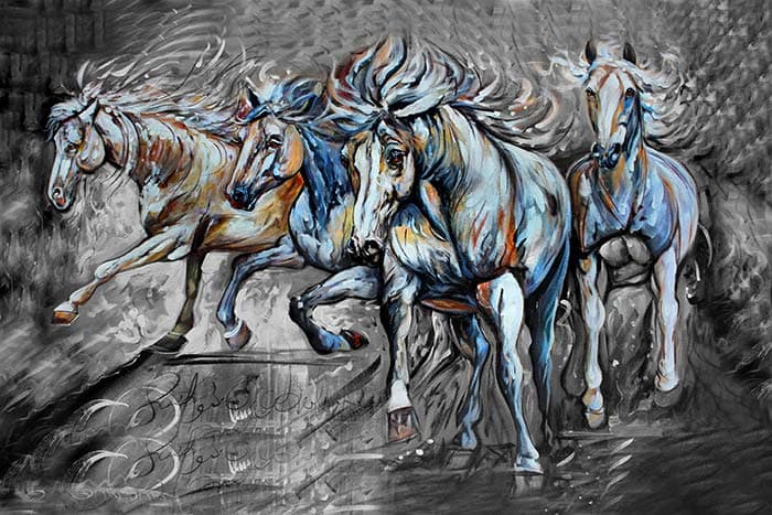 Modern Monochrome Horse Wall Mural Wallpaper pattern detail