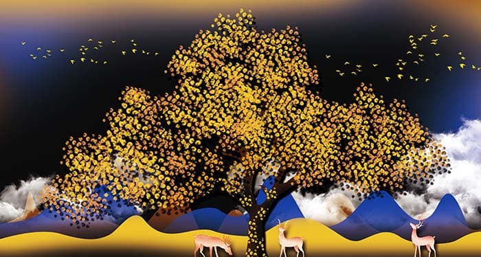 Graceful Yellow Blossom Background Wallpaper pattern detail
