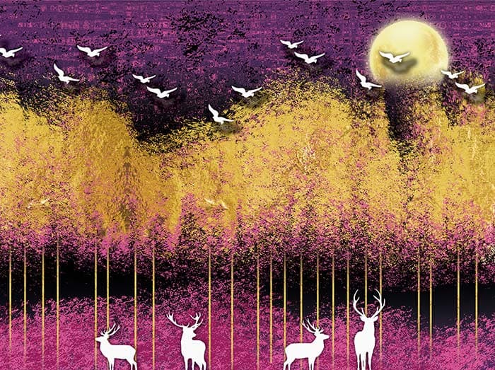 Artistic Golden Forest Nature Scene wallpaper pattern detail