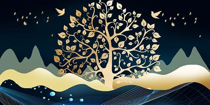 Elegant Golden Leaves Botanical Art wallpaper pattern detail