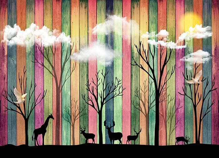 Sophisticated Reindeer Forest Design Wallpaper pattern detail