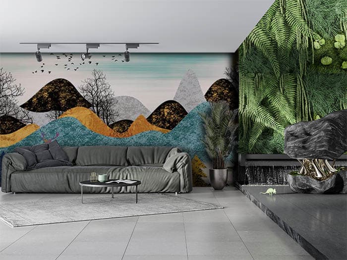 Colorful Hills shown in a room