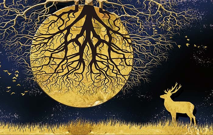 Golden Moon Scenery Wallpaper for Walls pattern detail