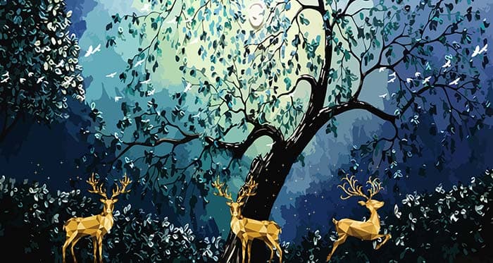 Golden Reindeers Luxury Festive Wall Mural Wallpaper pattern detail