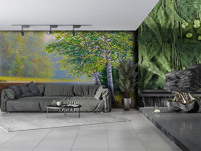 Lake Near a Forest Nature Wall Mural Wallpaper shown in a room