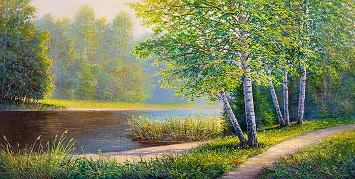 Lake Near a Forest Nature Wall Mural Wallpaper pattern detail