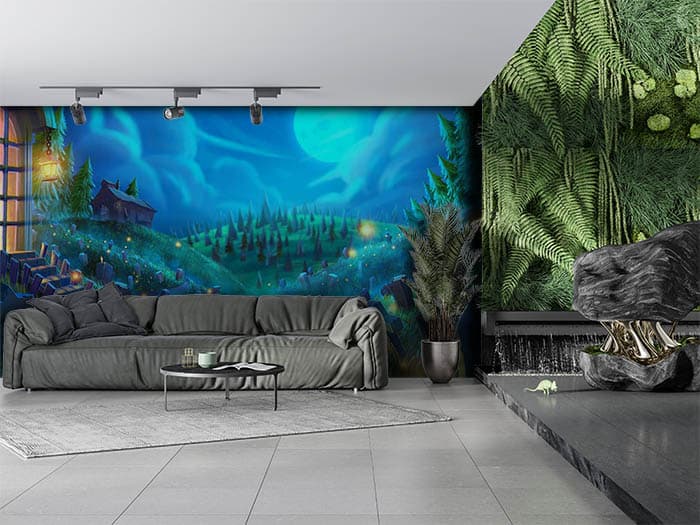 Animated Cementary shown in a room