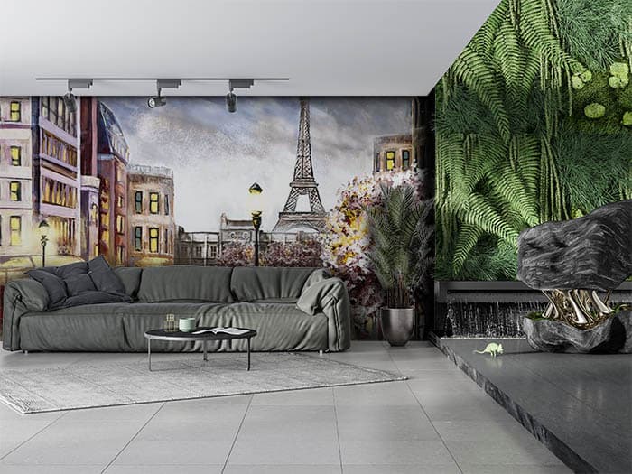 Beautiful Paris Landscape Wall Decor Wallpaper shown in a room