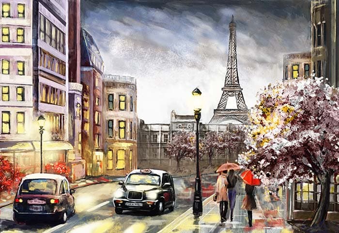 Beautiful Paris Landscape Wall Decor Wallpaper pattern detail