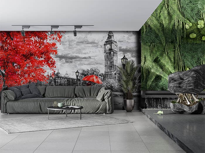 Fallen Red Leaves shown in a room