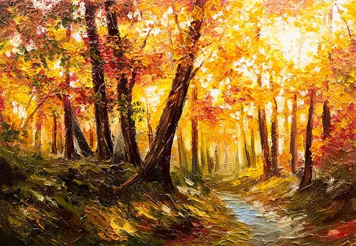 Modern Autumn Forest Tree Scene wallpaper pattern detail