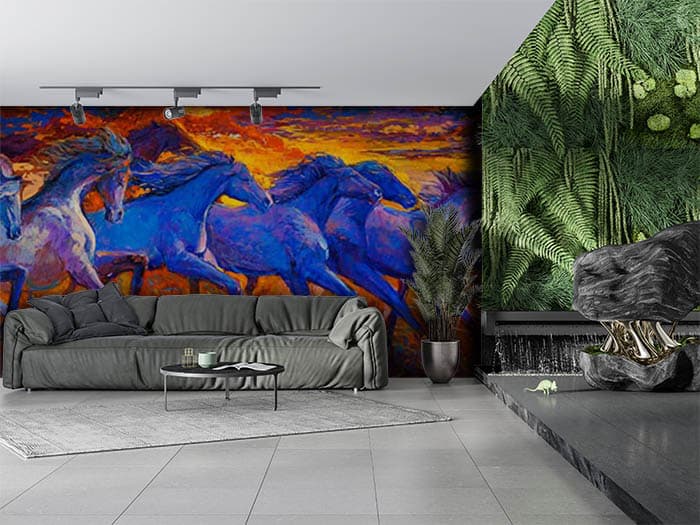 Running Horses shown in a room