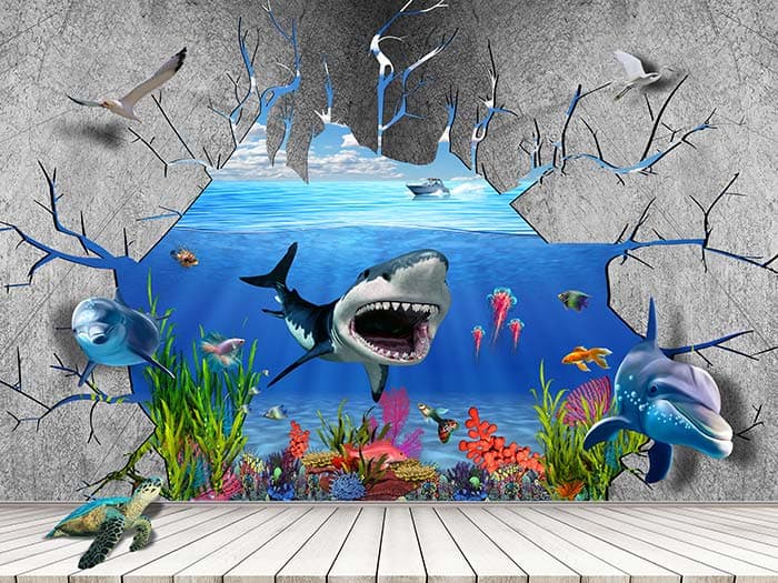 Sharks Breaking Walls pattern detail