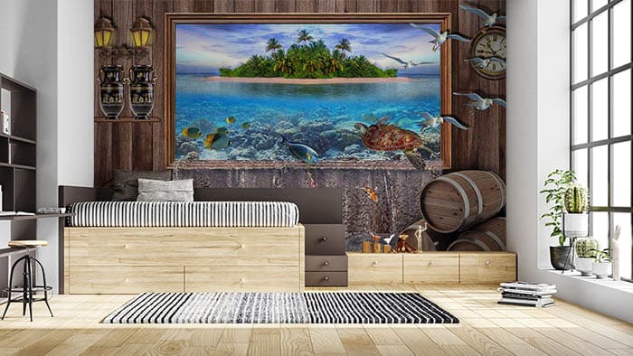 Turtles and Barels shown in a room