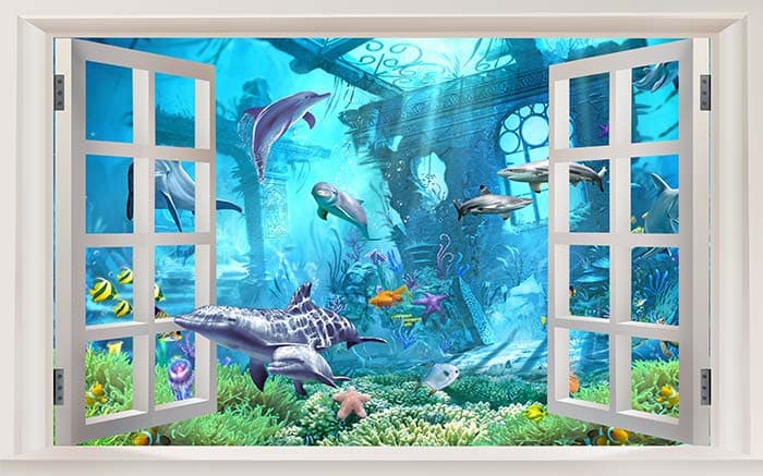 Swimming Sharks pattern detail