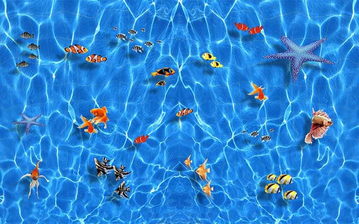 Vibrant Underwater Sea Life Theme Wallpaper pattern detail