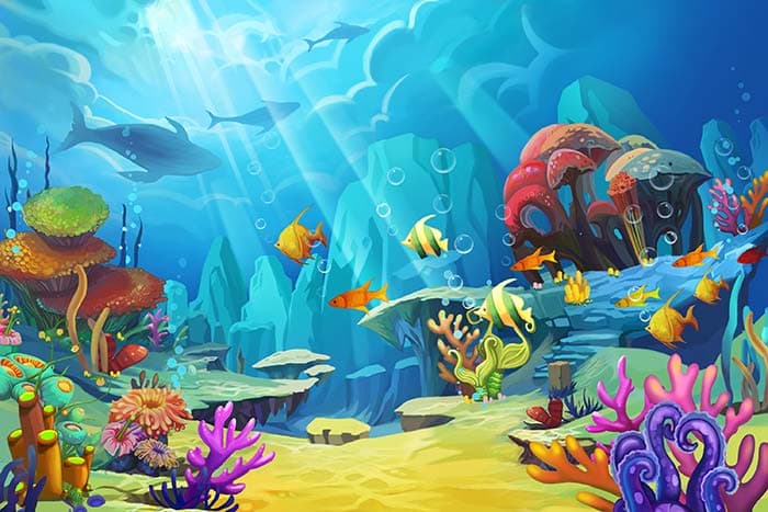 Colorful Underwater Ocean Scene Wall Mural Wallpaper pattern detail