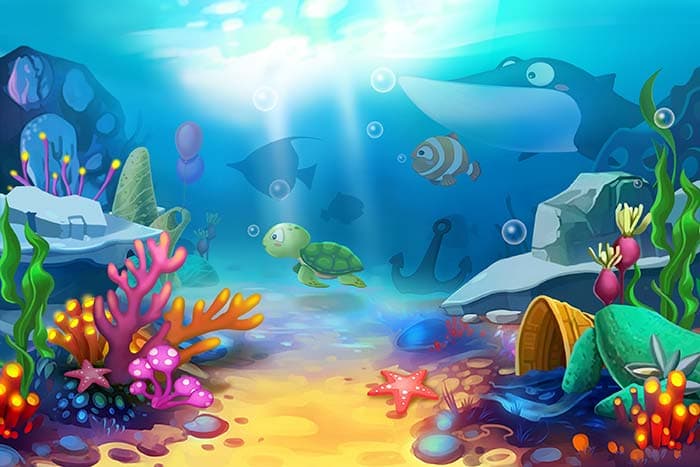 Animated Aquarium Fish Underwater Wall Mural Wallpaper pattern detail