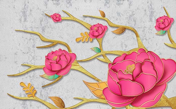Delicate Pink Petals Floral Wall Mural Design Wallpaper pattern detail