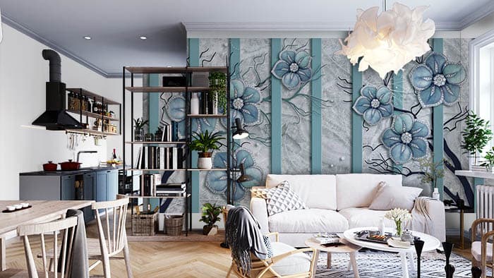 Fabric Blues shown in a room