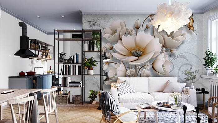 Abstract Floral shown in a room