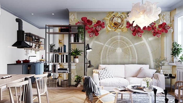 Golden Corridor shown in a room