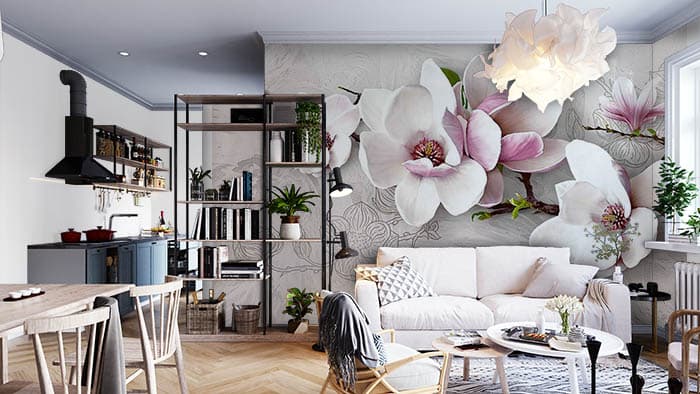 Abstract Floral shown in a room