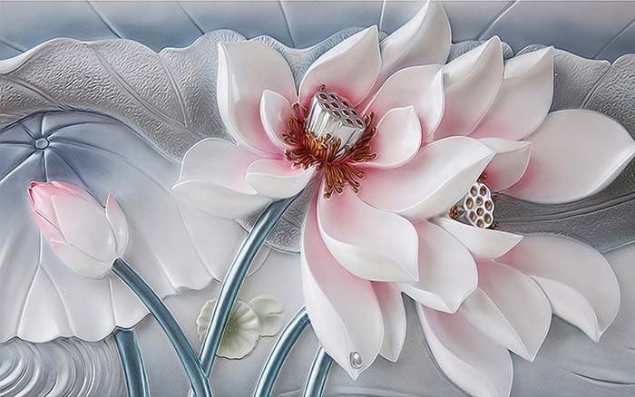 Contemporary Floral Metal Wall Mural Wallpaper pattern detail