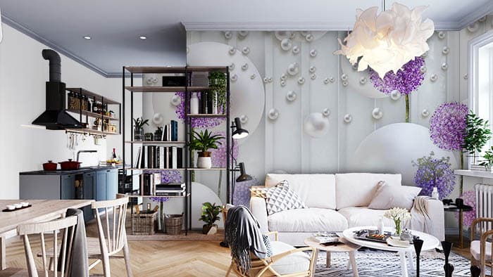 Pearls in Violet shown in a room