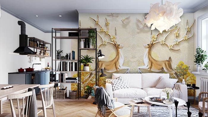 Luxury Antelope Nature Theme Artwork wallpaper shown in a room