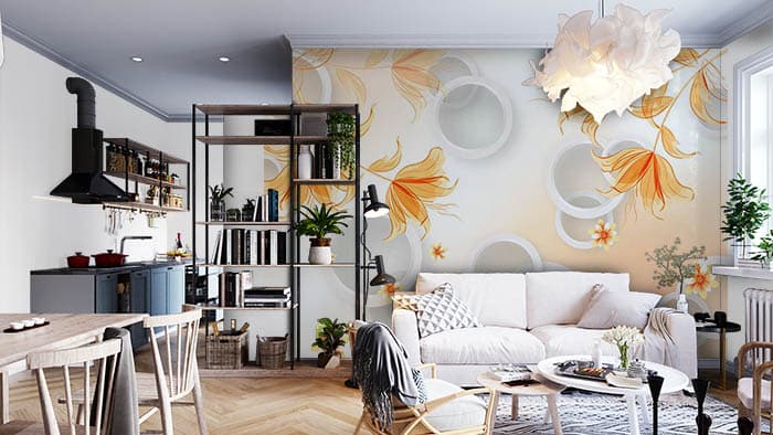Peach Blossoms shown in a room