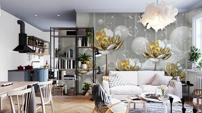 Floral Abstract shown in a room