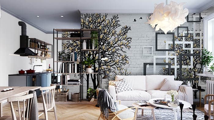 White and Black shown in a room