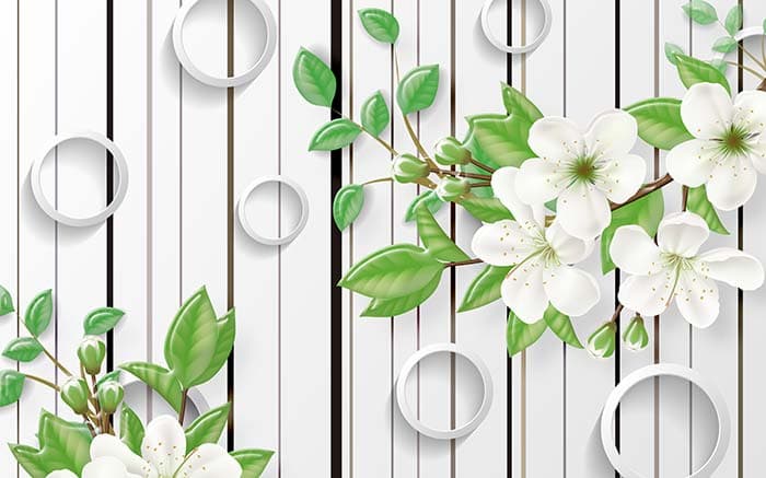 Green White Mural pattern detail