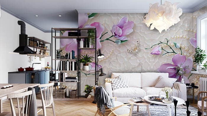 Violet Florals shown in a room
