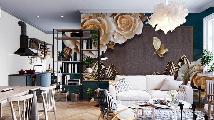Golden Petals shown in a room