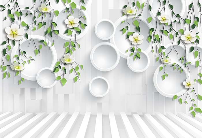 Modern Hanging Wall Rings Abstract Art Wallpaper pattern detail