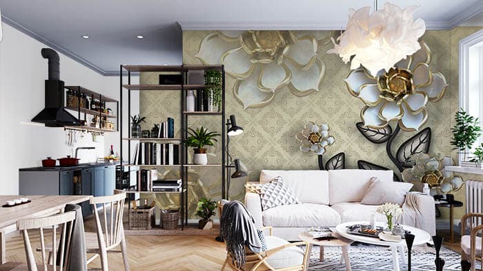 Abstract Florals shown in a room
