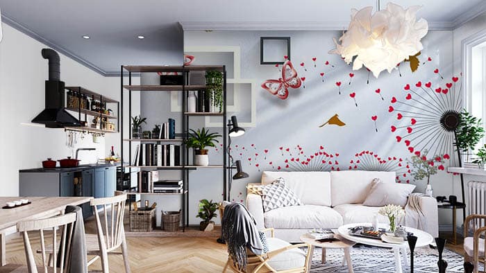 Square Shelves shown in a room