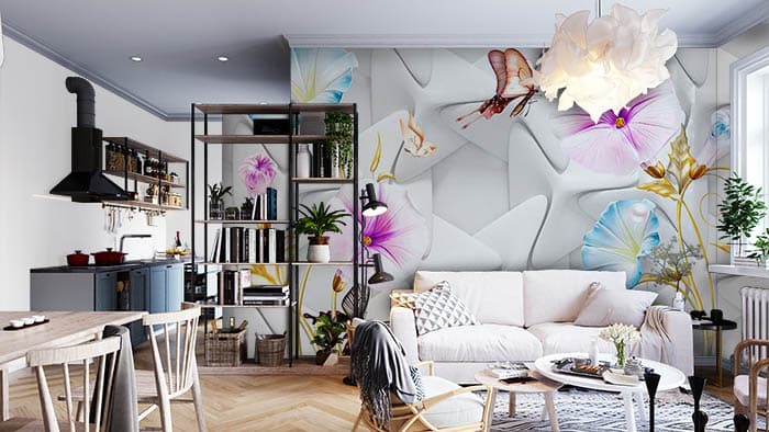 Abstract Pattern Floral shown in a room