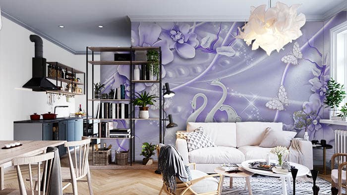 Blue Swan shown in a room