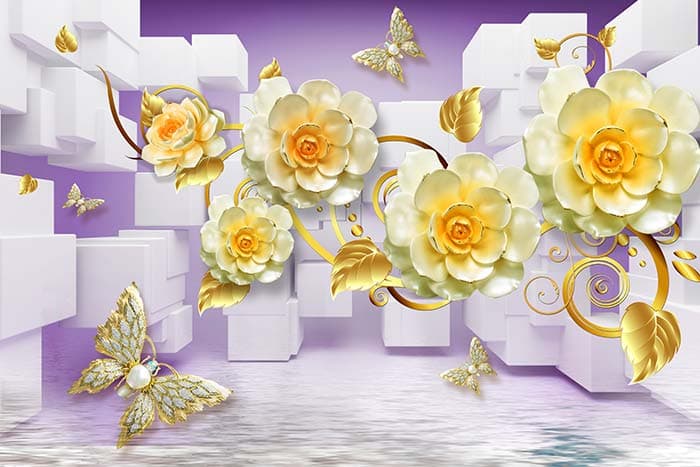 Dreamy Pearl Garden Mural Wallpaper pattern detail